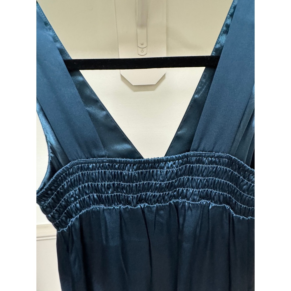 The Limited Dress Womens 4 Teal Blue Silk Empire Waist Smocked Mini Party Y2K - Picture 9 of 9